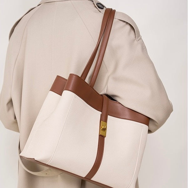 Genuine Leather Dune & Saddle Tote Bag for the Modern Woman