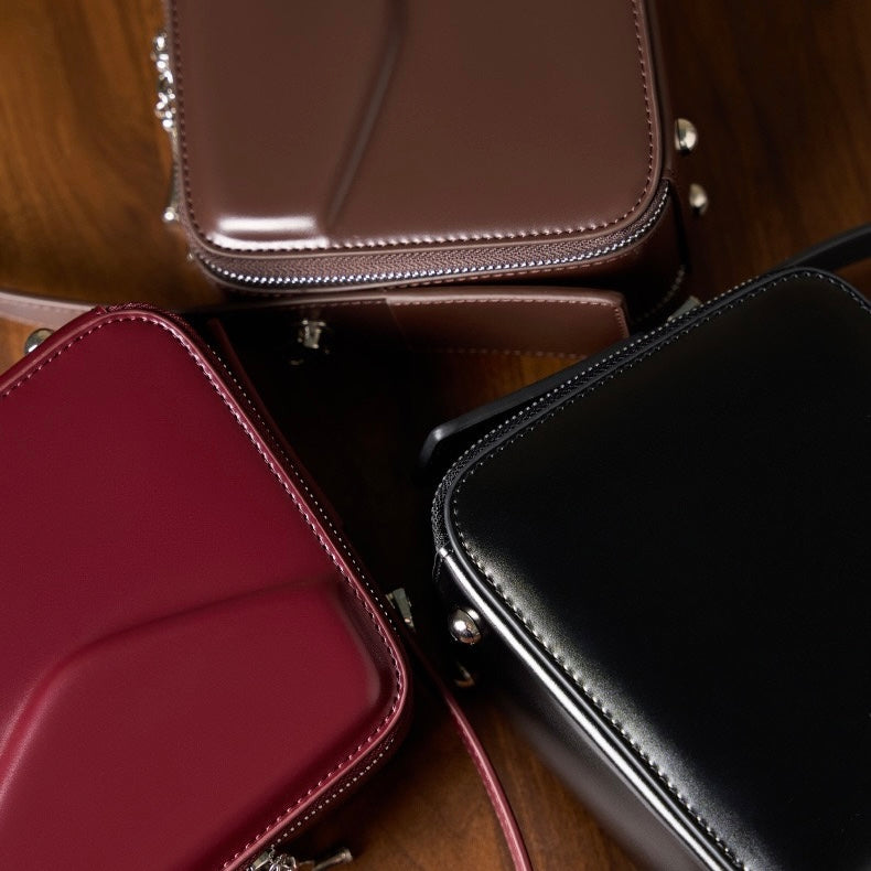 Genuine Leather Women's Trapezoidal Handheld Shoulder Bag