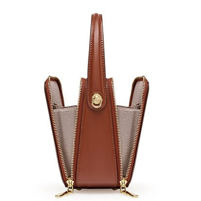 Elegant Genuine Leather Boxy Handheld Crossbody Bag for Women