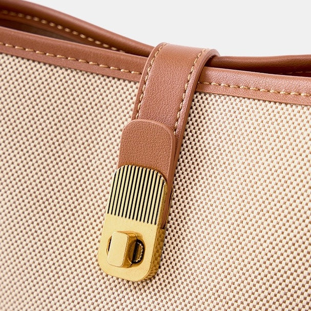 Niche Commuter Color Block Woven Shoulder Bag in Elegant Brown