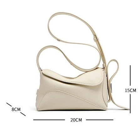 Asymmetric Luxe Grained Leather Crossbody Bag