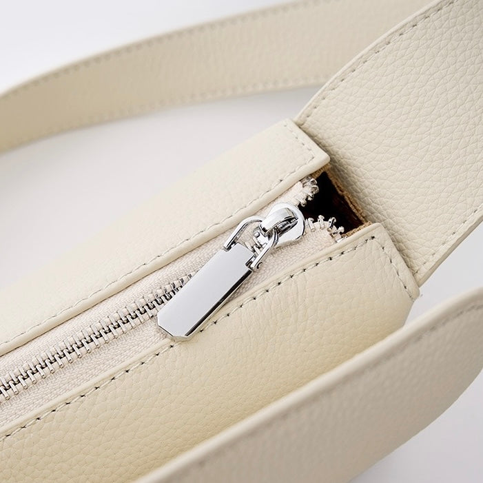 Asymmetric Luxe Grained Leather Crossbody Bag