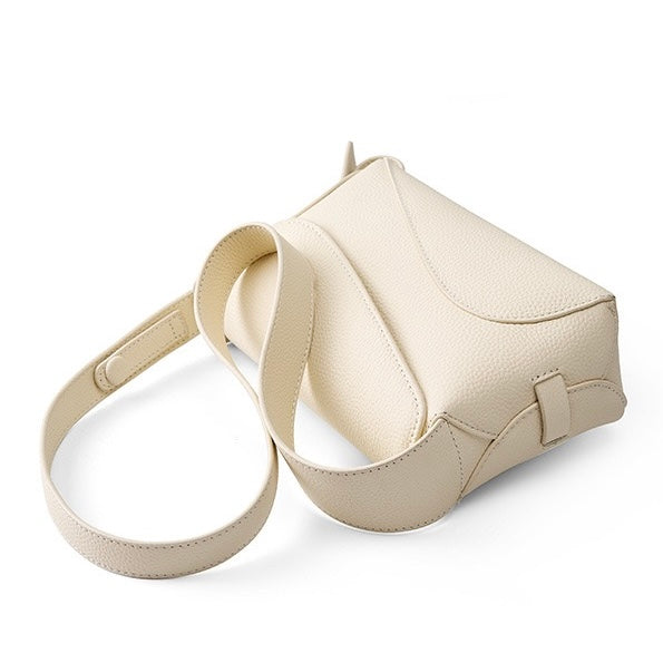 Asymmetric Luxe Grained Leather Crossbody Bag