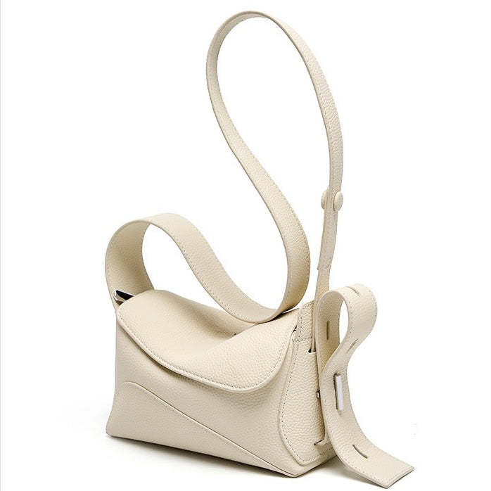 Asymmetric Luxe Grained Leather Crossbody Bag