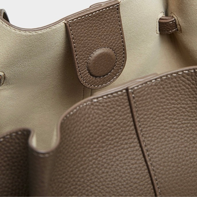 Duo-Set Premium Textured Leather Tote with Pouch