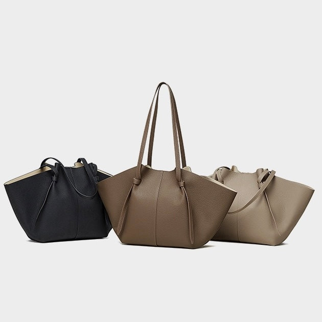 Duo-Set Premium Textured Leather Tote with Pouch