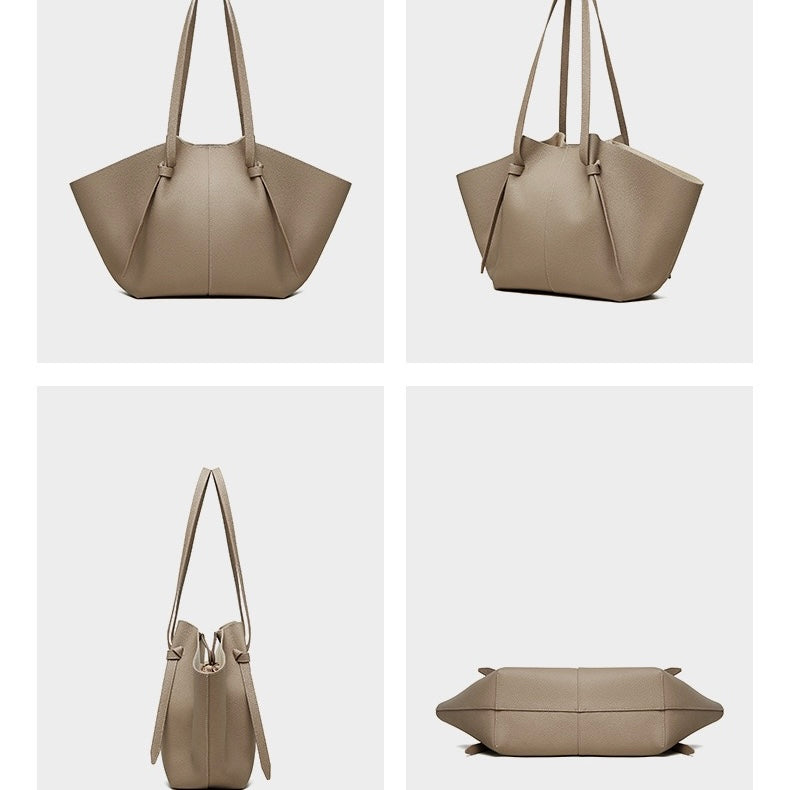 Duo-Set Premium Textured Leather Tote with Pouch