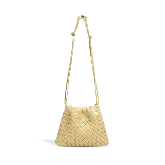 Sheepskin Elegance: Women's Woven Leather Crossbody Bag