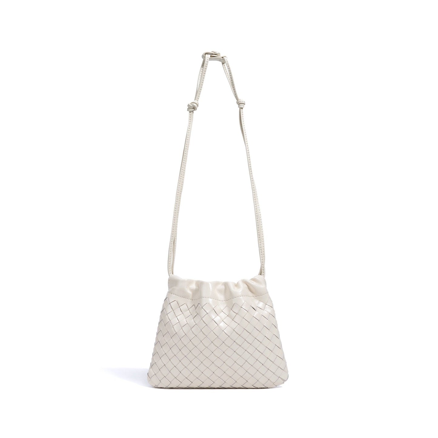 Sheepskin Elegance: Women's Woven Leather Crossbody Bag