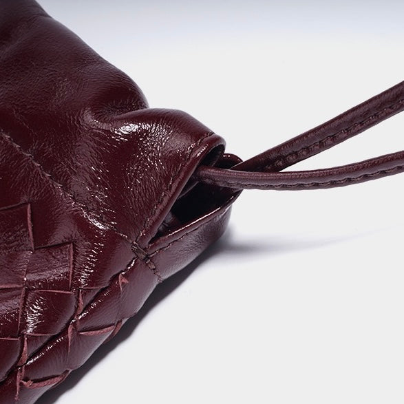 Sheepskin Elegance: Women's Woven Leather Crossbody Bag