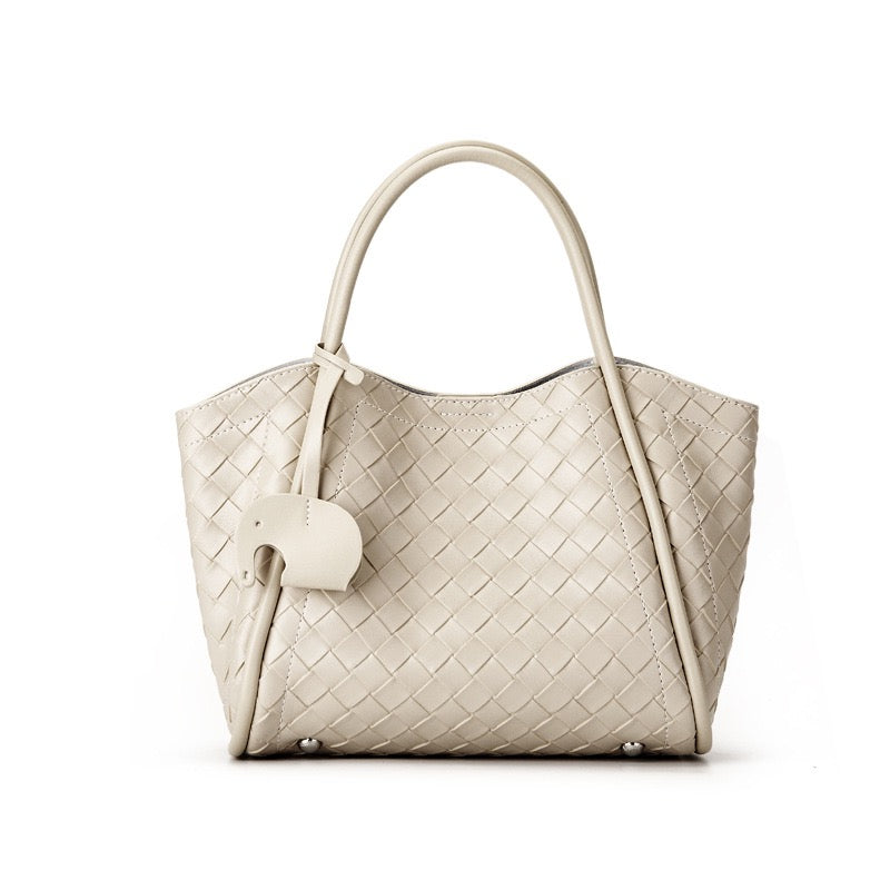 Premium Leather Woven Large Capacity Tote & Crossbody Bag