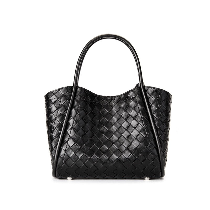 Premium Leather Woven Large Capacity Tote & Crossbody Bag