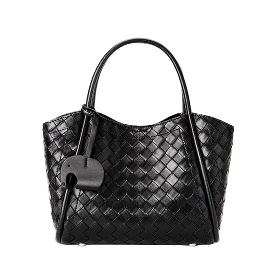 Premium Leather Woven Large Capacity Tote & Crossbody Bag