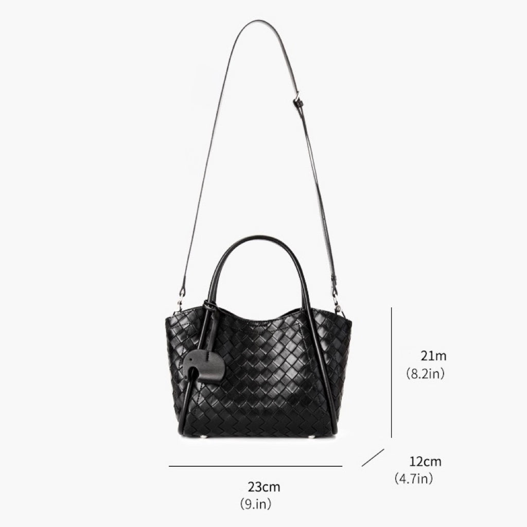 Premium Leather Woven Large Capacity Tote & Crossbody Bag