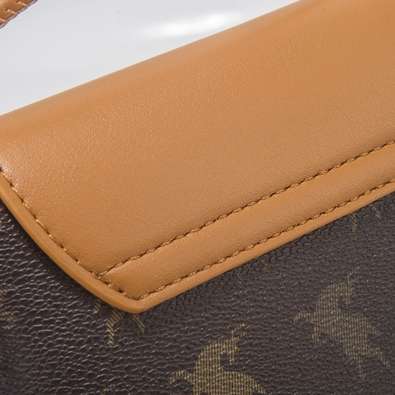 Vintage Rabbit Print Leather Crossbody Bag