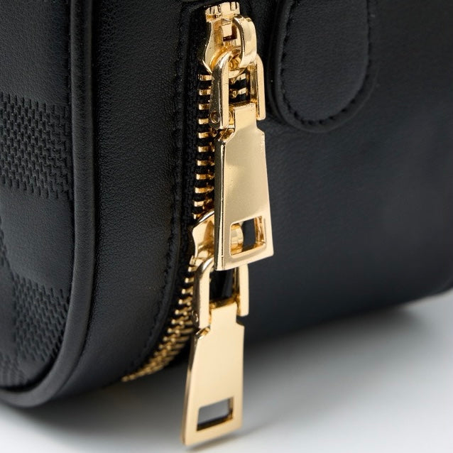 Elegant Genuine Leather Checkered Crossbody Bag