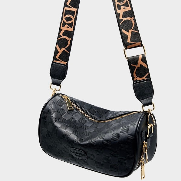 Elegant Genuine Leather Checkered Crossbody Bag