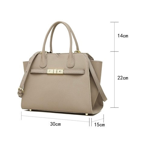 Sophisticated Gold-Hardware Leather Tote Bag