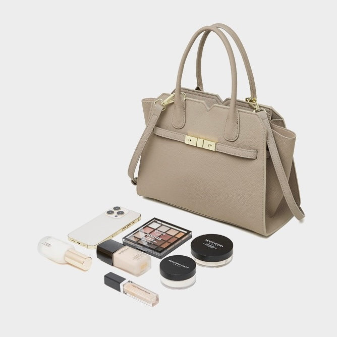 Sophisticated Gold-Hardware Leather Tote Bag
