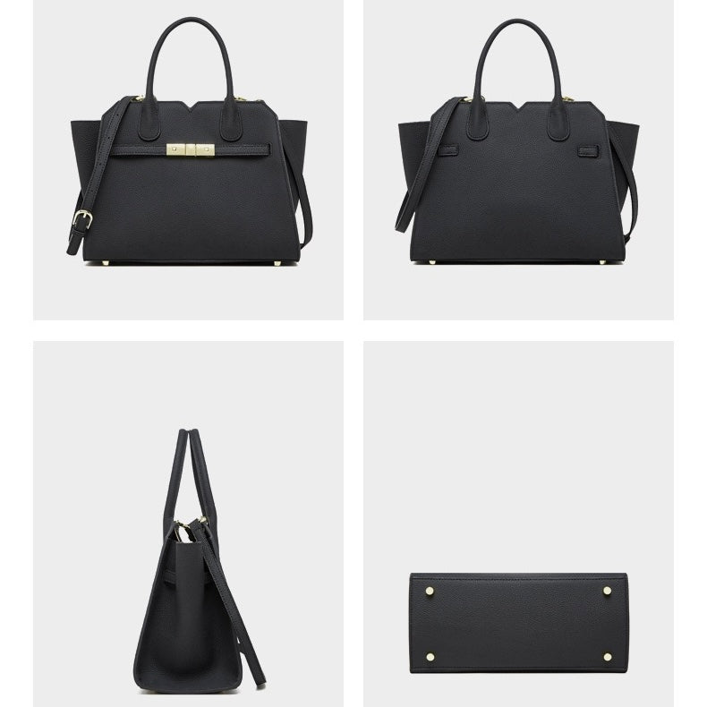 Sophisticated Gold-Hardware Leather Tote Bag