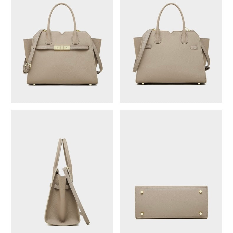 Sophisticated Gold-Hardware Leather Tote Bag