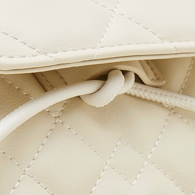 Chic Diamond-Quilted Leather Mini Backpack with Detachable Pouch