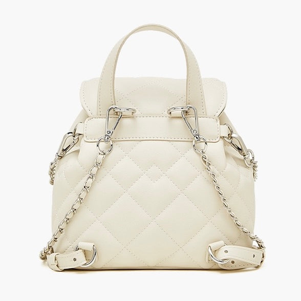 Chic Diamond-Quilted Leather Mini Backpack with Detachable Pouch
