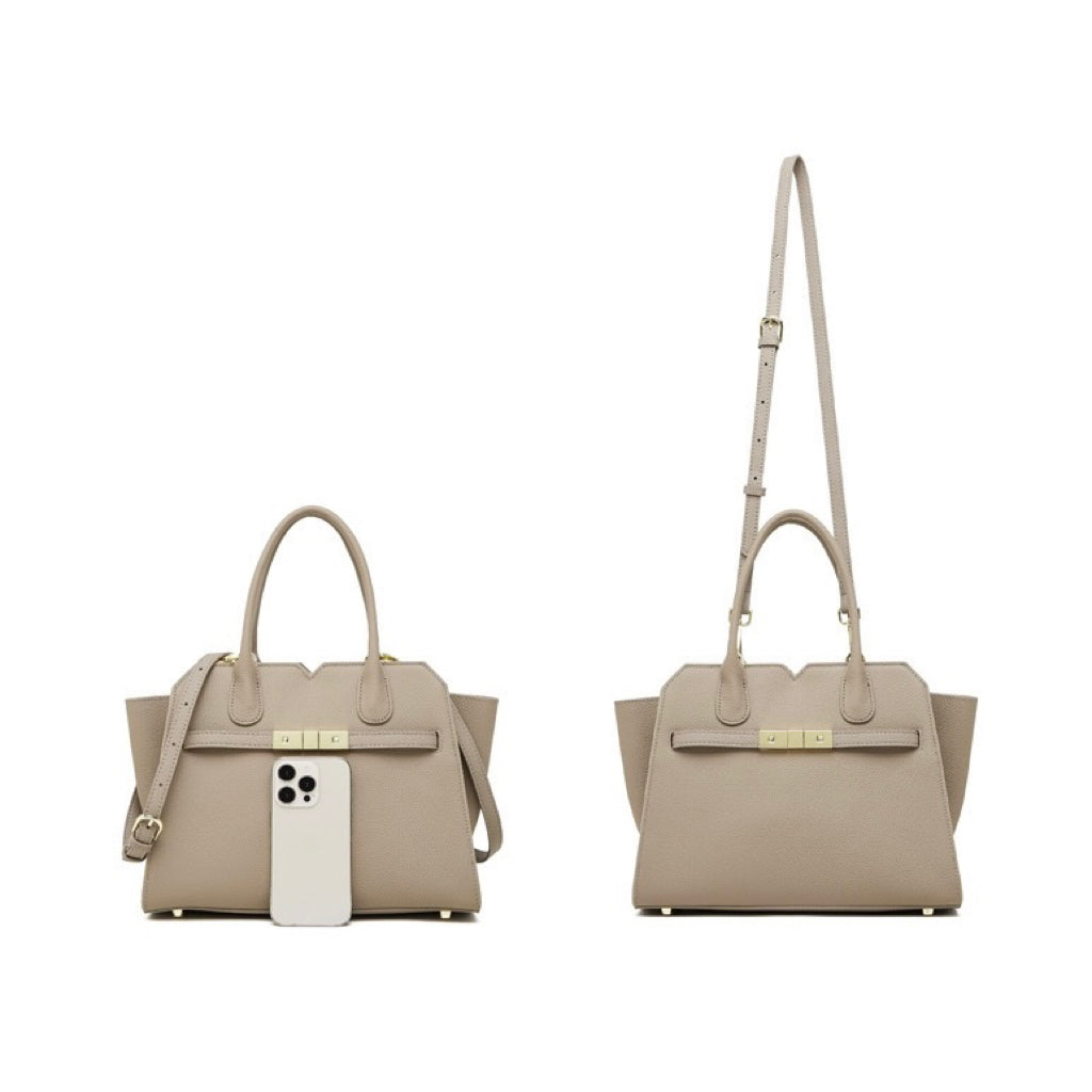 Sophisticated Gold-Hardware Leather Tote Bag