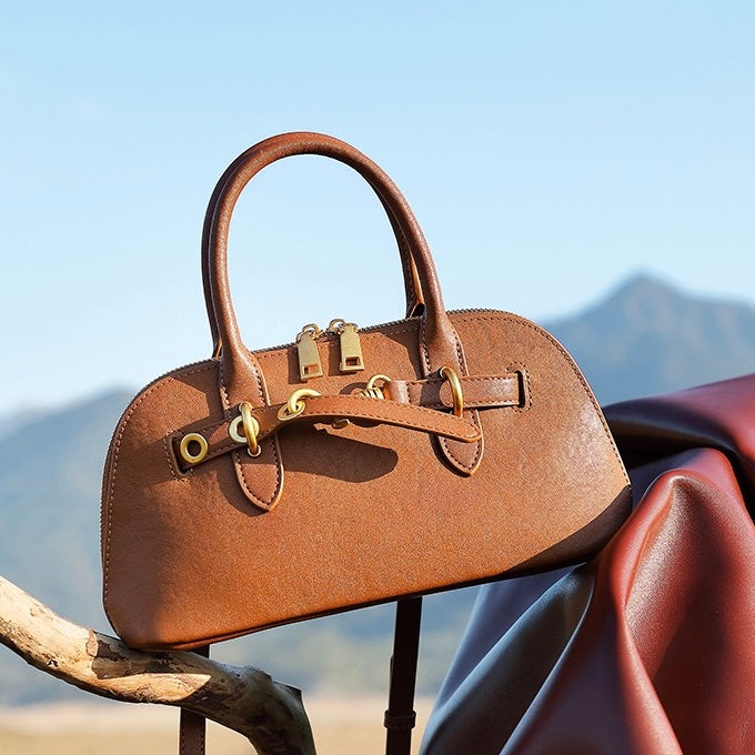 Elegant Vintage Genuine Leather Shell Bag for Women