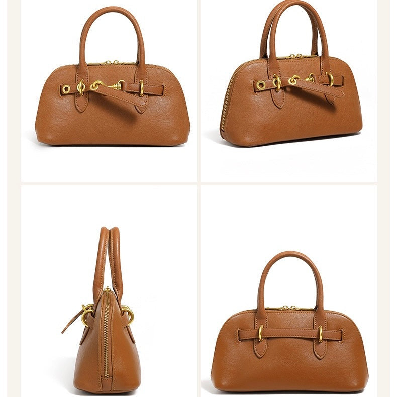 Elegant Vintage Genuine Leather Shell Bag for Women