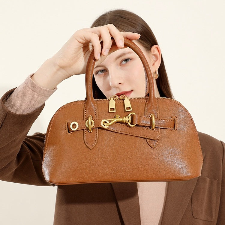Elegant Vintage Genuine Leather Shell Bag for Women