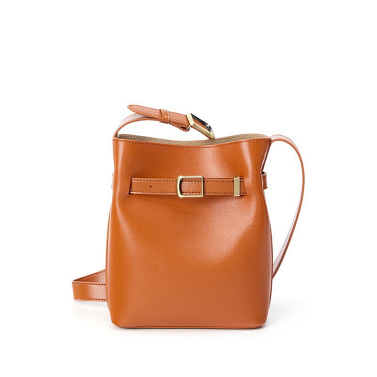 Vintage Elegance Genuine Leather Shoulder Bucket Bag