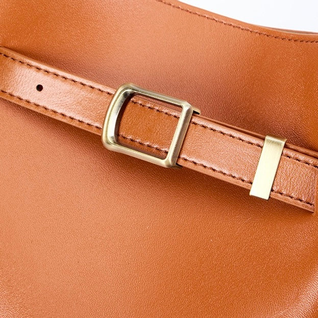 Vintage Elegance Genuine Leather Shoulder Bucket Bag