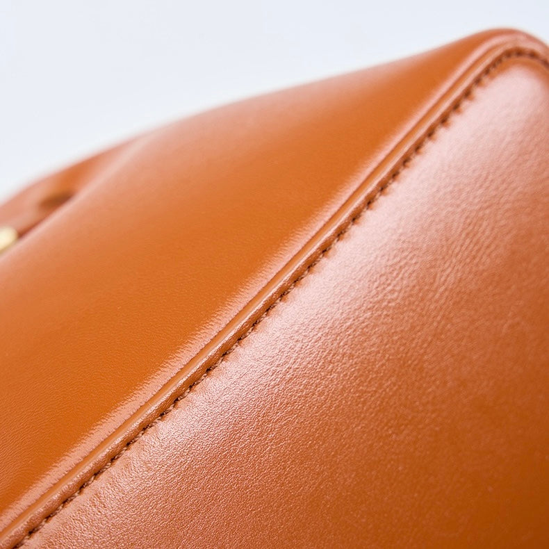 Vintage Elegance Genuine Leather Shoulder Bucket Bag