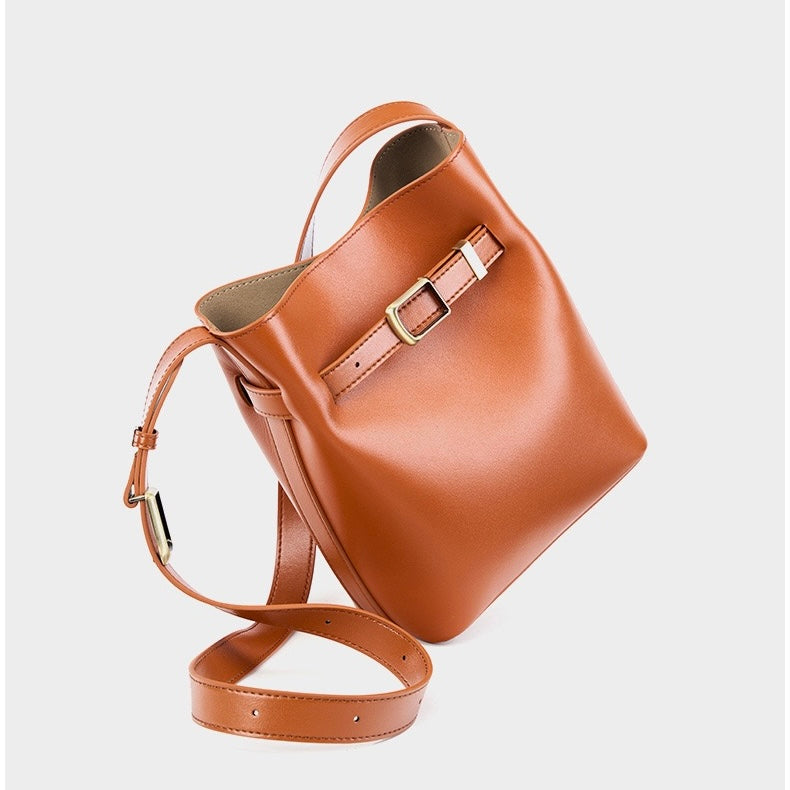 Vintage Elegance Genuine Leather Shoulder Bucket Bag