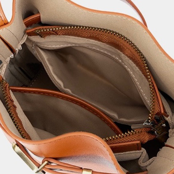 Vintage Elegance Genuine Leather Shoulder Bucket Bag