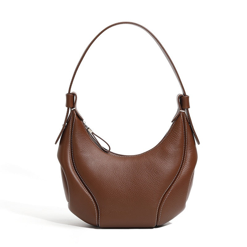 Niche Crescent Vintage Leather Shoulder Crossbody Bag