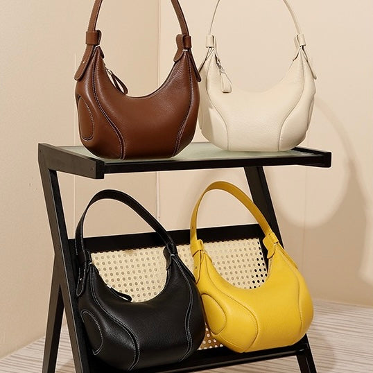 Niche Crescent Vintage Leather Shoulder Crossbody Bag