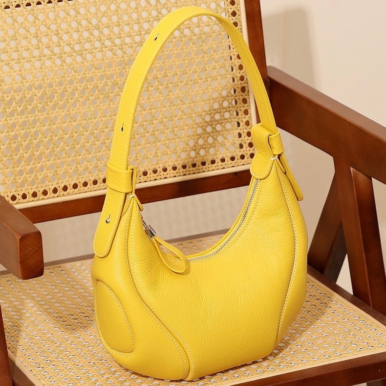 Niche Crescent Vintage Leather Shoulder Crossbody Bag