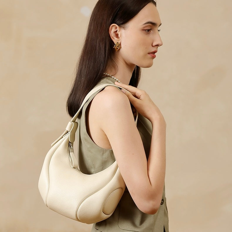 Niche Crescent Vintage Leather Shoulder Crossbody Bag