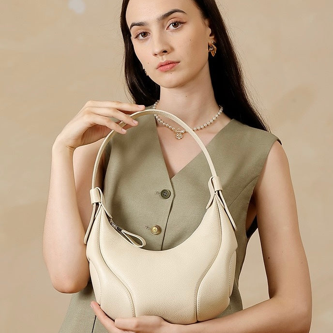 Niche Crescent Vintage Leather Shoulder Crossbody Bag