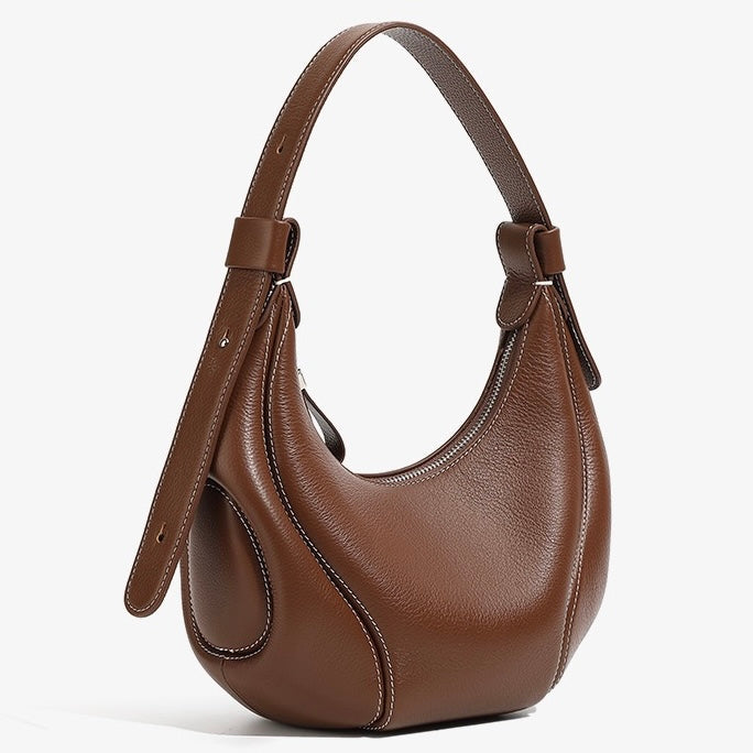 Niche Crescent Vintage Leather Shoulder Crossbody Bag
