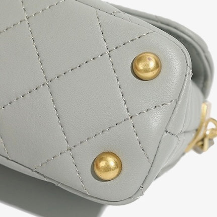 Quilted Chain Shoulder Crossbody Bag in Genuine Leather