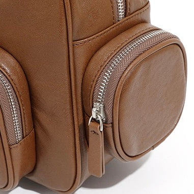 Vintage Genuine Leather Bowling Handbag with Sophisticated Side Pockets