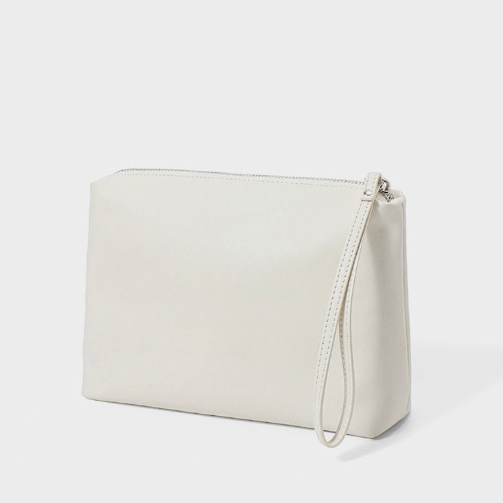 Elegant Genuine Leather Perforated Tote Bag with Detachable Pouch