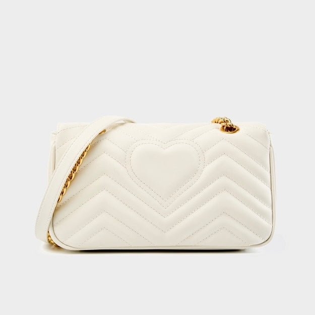 Genuine Leather Love Diamond Chain Crossbody Bag