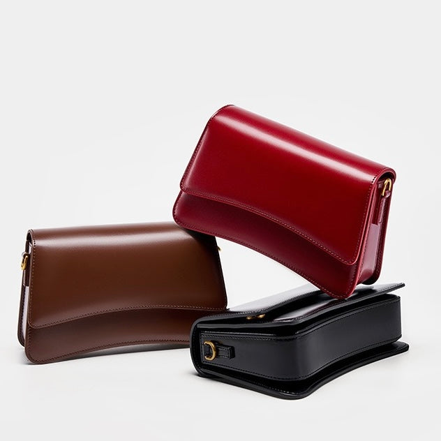 French Chic Genuine Leather Multifunctional Baguette Shoulder Bag