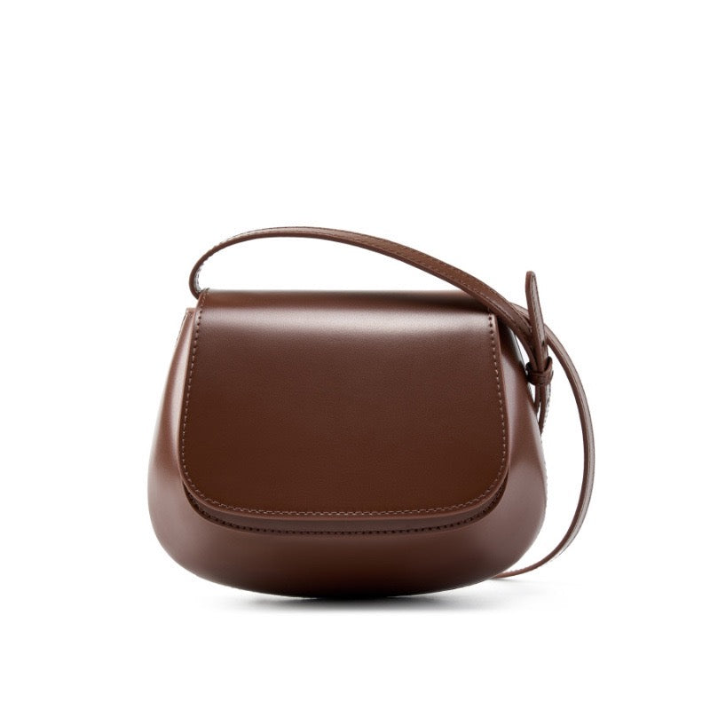 Chic Genuine Leather Crossbody Saddle Bucket Bag