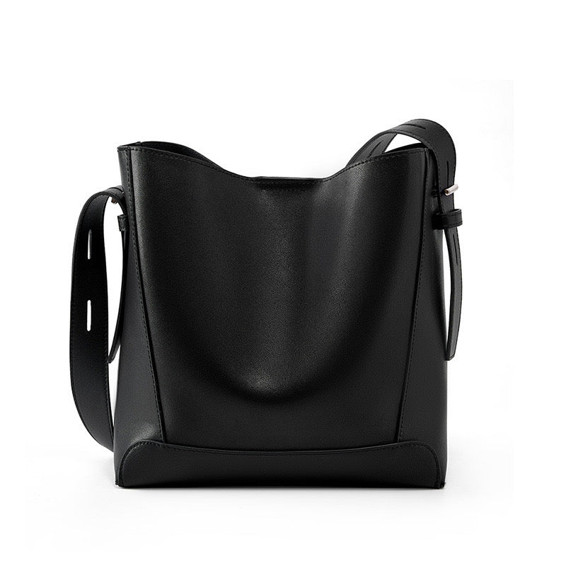 Oversized Genuine Leather Bucket Bag for Women