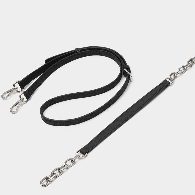 V-Quilted Genuine Leather Shoulder Bag with Chain Detail